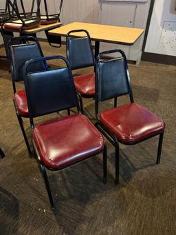 Lot of 25 Stack Chairs, Metal Frames, Padded Seats and Backs, Mixed Colors, Normal Wear & Tear