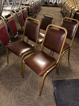 Lot of 25 Stack Chairs, Metal Frames, Padded Seats and Backs, Mixed Colors, Normal Wear & Tear