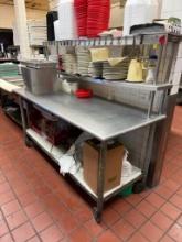 Stainless Steel Prep Table w/ Lower Shelf, 2 Upper Shelves, Mobile Base, 72in