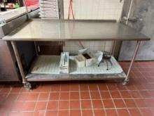 Stainless Steel Prep Table w/ Lower Shelf, Mobile Base, 72in