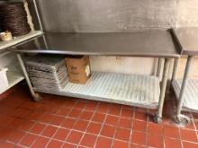 Stainless Steel Prep Table w/ Lower Shelf, Mobile Base, 72in