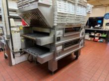 Middleby Marshall PS570S Double Deck Conveyor Pizza Ovens on HD Trolley