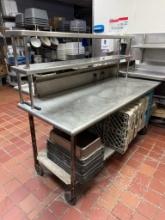 Stainless Steel Prep Table w/ Lower Shelf, 2 Upper Shelves, Mobile Base, 72in