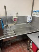 Stainless Steel Return Drain Tables, Sink Spray Wand - Surrounded a Commercial Dishwasher,