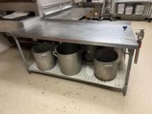 Stainless Steel Prep Table w/ Lower Shelf, w/ Commercial Can Opener, Prep Table is Wobbly, 72in x