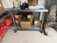 Stainless Steel Prep Table w/ Lower Shelf, Mobile Base, 48in x 30in