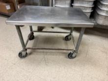Stainless Steel Prep Table w/ Lower Shelf, Mobile Base, 35in x 23in