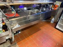 Stainless Steel 3-Compartment Bar Sink w/ Left & Right Drain Tables 96in