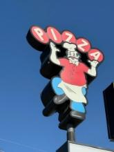 Sortino's Pizza Man - Double-Sided, Approx. 20ft High Exterior Sign, Buyer Responsible For Removal