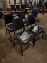 Lot of 10 Black Metal Framed Stack Chairs w/ Padded Seats & Backs, Normal Wear & Tear