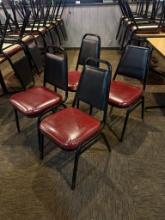 Lot of 25 Stack Chairs, Metal Frames, Padded Seats and Backs, Mixed Colors, Normal Wear & Tear