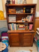Vintage Wood Cupboard and Bookcase