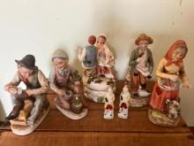 Vintage Home interiors figurines, music box and 2 small Japanese figures