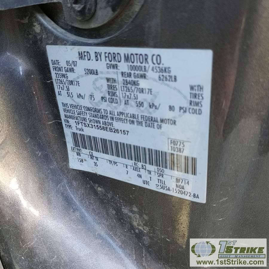 2008 FORD F-350 SUPERDUTY XL, 5.4L TRITON GAS, 4X4, EXTENDED CAB, LONG BED