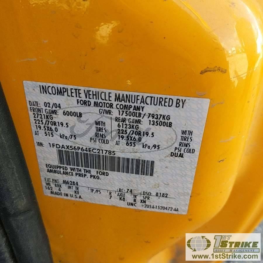 2004 FORD F-550 SUPERDUTY XL, 6.0L POWERSTROKE DIESEL, DUALLY, EXTENDED CAB, SERVICE BED