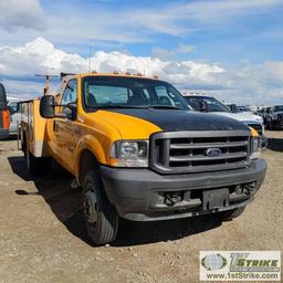 2004 FORD F-550 SUPERDUTY XL, 6.0L POWERSTROKE DIESEL, DUALLY, EXTENDED CAB, SERVICE BED