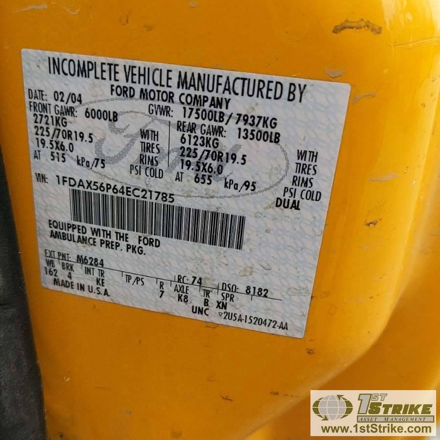 2004 FORD F-550 SUPERDUTY XL, 6.0L POWERSTROKE DIESEL, DUALLY, EXTENDED CAB, SERVICE BED