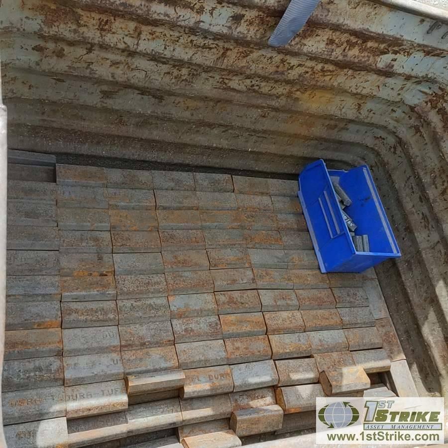 2 BINS. 350 PRE CUT ICE CLEATS TO FIT D10, 1 BIN OF UNCUT GROUSER BAR FOR D10
