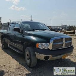 2002 DODGE RAM 1500, 4.7L MAGNUM, 4X4, CREW CAB, SHORT BED. RECONSTRUCTED TITLE