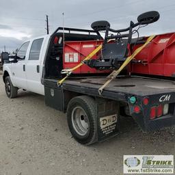 2014 FORD F-350 LARIAT, 6.7L POWERSTROKE, 4X4, DUALLY, CREW CAB, FLAT BED SN:1FD8W3HTXEEB08424