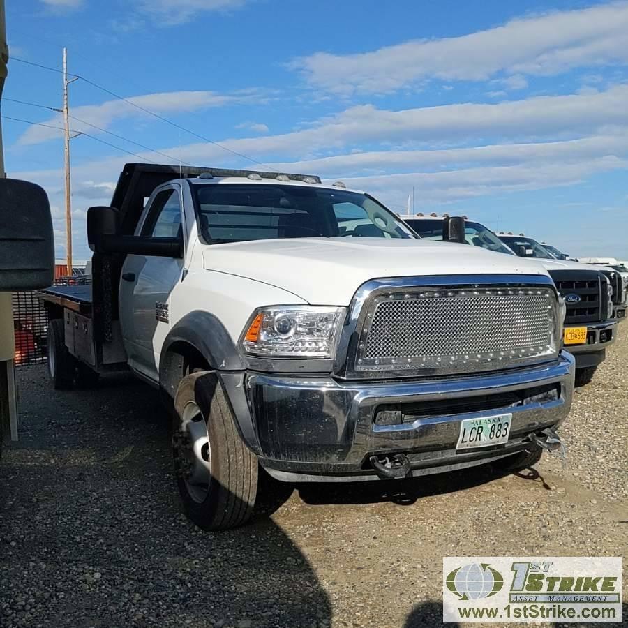 2015 RAM 5500 HEAVY DUTY, 6.7L CUMMINS, RWD, DUALLY, REGULAR CAB, 13FT 6IN FLAT BED W/GOOSENECK HITC