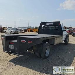 2015 RAM 5500 HEAVY DUTY, 6.7L CUMMINS, RWD, DUALLY, REGULAR CAB, 13FT 6IN FLAT BED W/GOOSENECK HITC