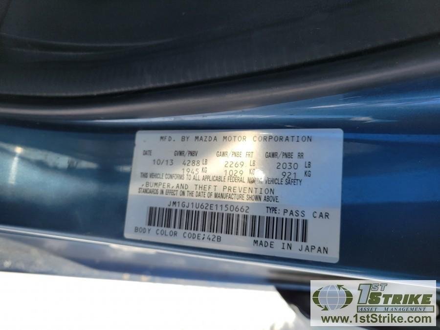 2014 MAZDA 6, 2.5L GAS ENGINE, AUTOMATIC TRANSMISSION, 4-DOOR