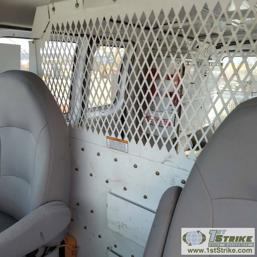 2005 FORD E-250, 5.4L GAS ENGINE, QUIGLEY 4X4, CARGO CONFIGURATION WITH TOOL CAGE, SHELVING
