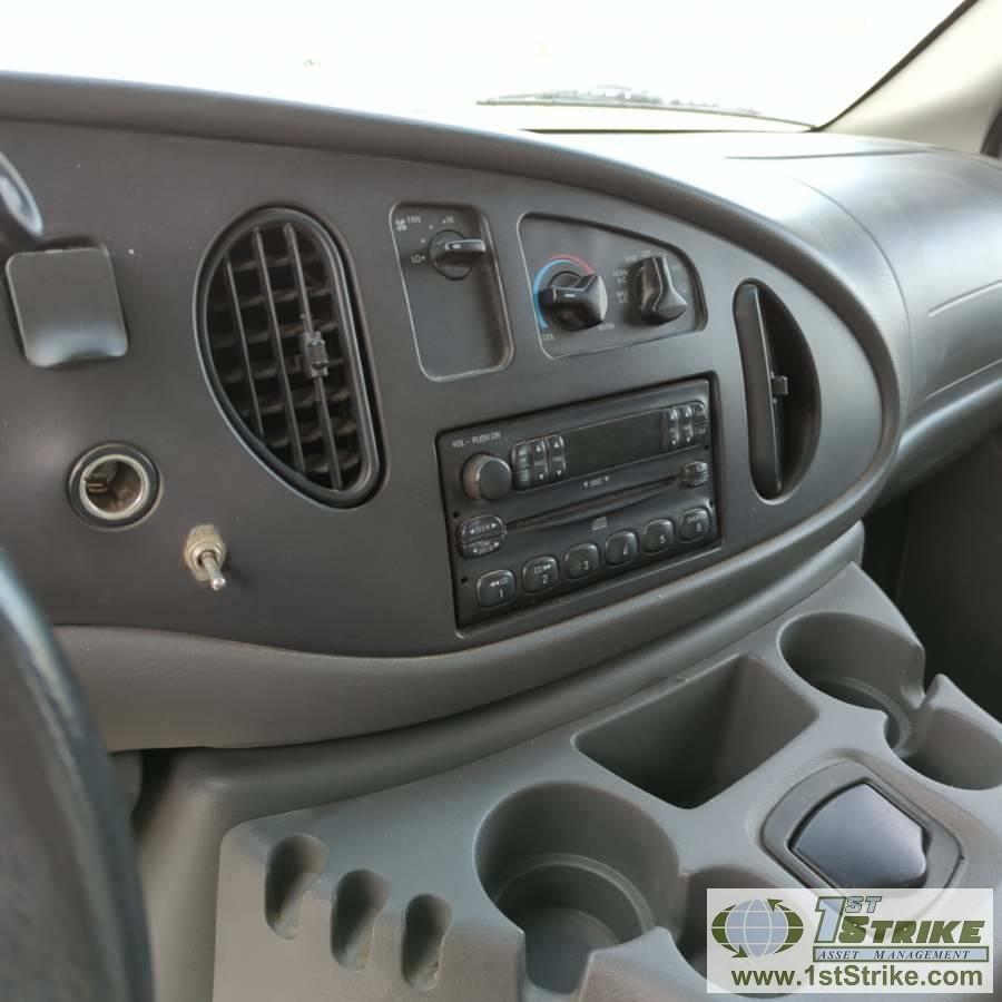 2005 FORD E-250, 5.4L GAS ENGINE, QUIGLEY 4X4, CARGO CONFIGURATION WITH TOOL CAGE, SHELVING