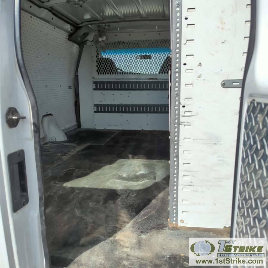 2005 FORD E-250, 5.4L GAS ENGINE, QUIGLEY 4X4, CARGO CONFIGURATION WITH TOOL CAGE, SHELVING