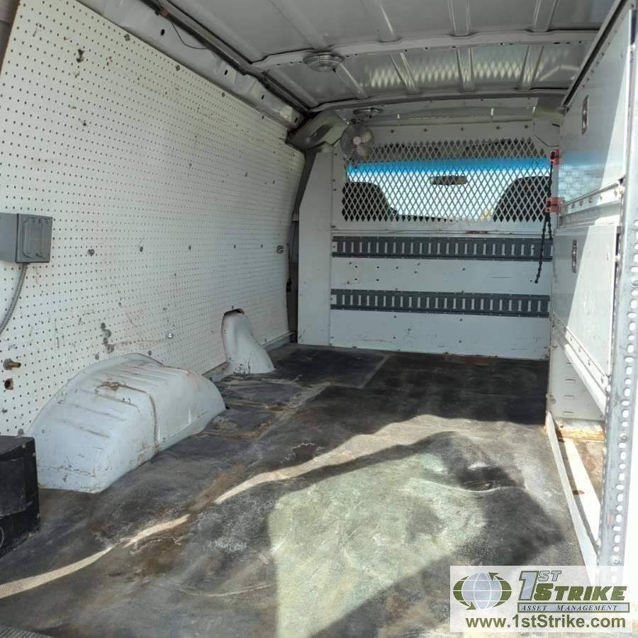 2005 FORD E-250, 5.4L GAS ENGINE, QUIGLEY 4X4, CARGO CONFIGURATION WITH TOOL CAGE, SHELVING