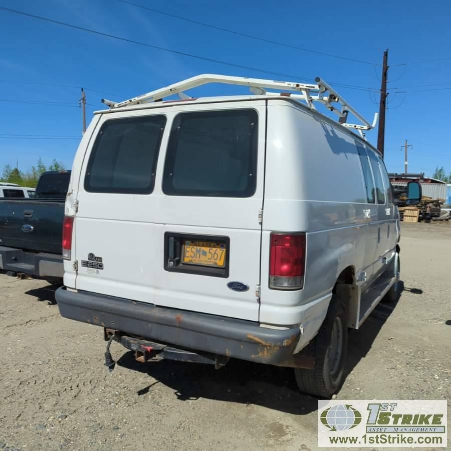 2005 FORD E-250, 5.4L GAS ENGINE, QUIGLEY 4X4, CARGO CONFIGURATION WITH TOOL CAGE, SHELVING