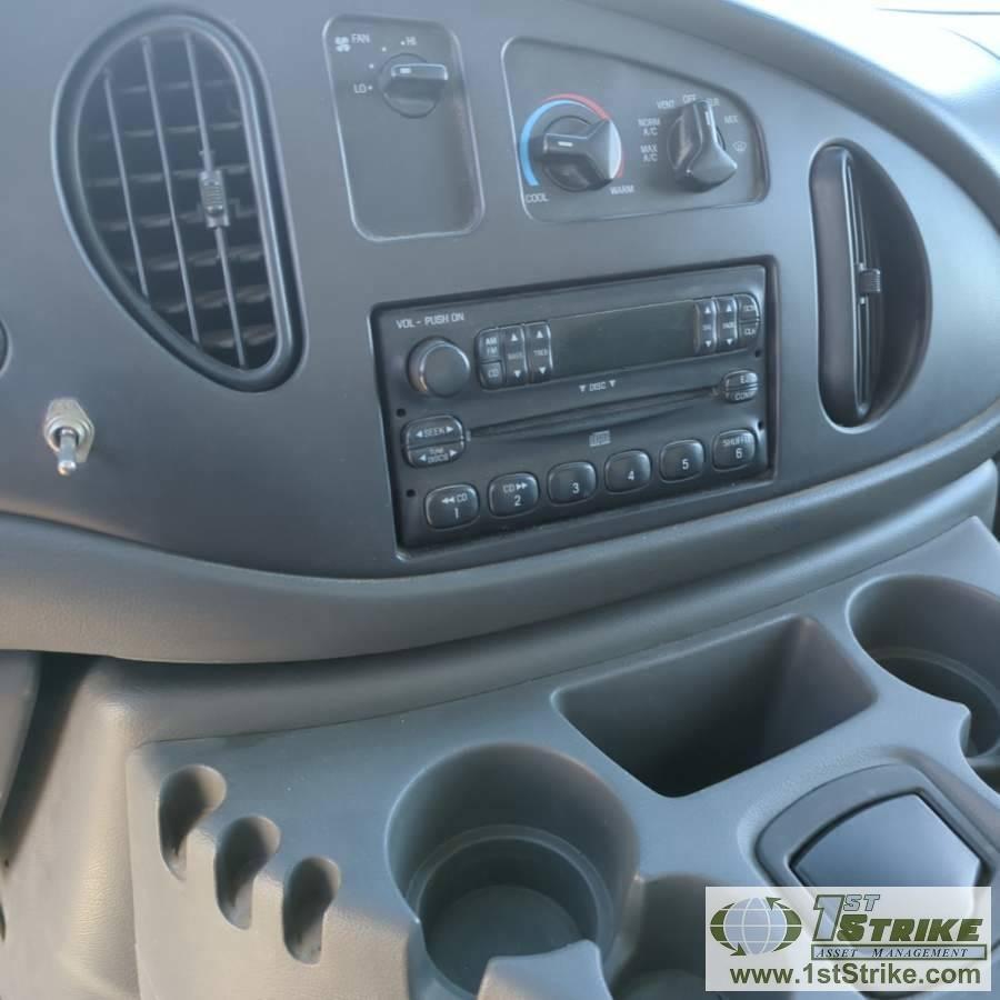 2005 FORD E-250, 5.4L GAS ENGINE, QUIGLEY 4X4, CARGO CONFIGURATION WITH TOOL CAGE, SHELVING