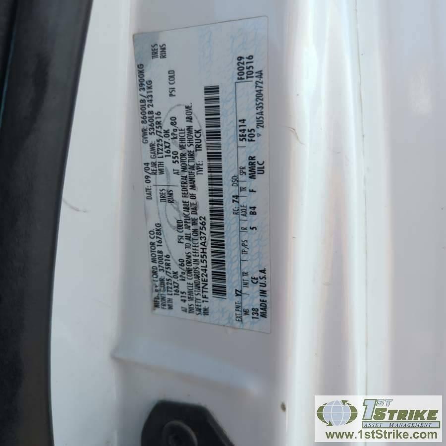 2005 FORD E-250, 5.4L GAS ENGINE, QUIGLEY 4X4, CARGO CONFIGURATION WITH TOOL CAGE, SHELVING