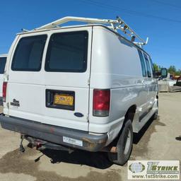 2005 FORD E-250, 5.4L GAS ENGINE, QUIGLEY 4X4, CARGO CONFIGURATION WITH TOOL CAGE, SHELVING