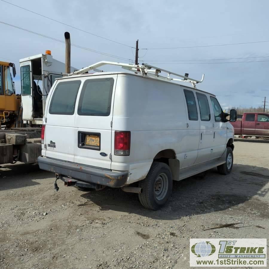2005 FORD E-250, 5.4L GAS ENGINE, QUIGLEY 4X4, CARGO CONFIGURATION WITH TOOL CAGE, SHELVING