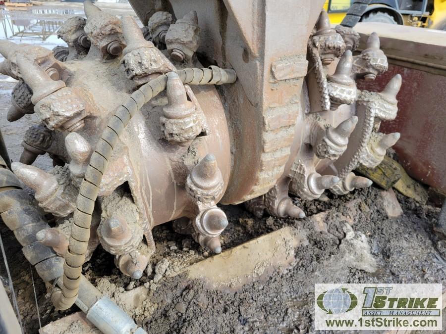 EXCAVATOR ATTACHMENT, 2011 SIMEX DOUBLE DRUM ROTARY CUTTER, MODEL TF2000, PIN ON, WITH STORAGE SKID,