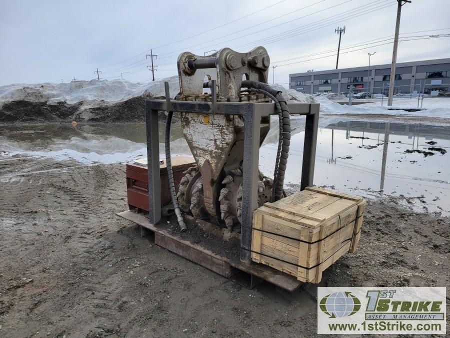 EXCAVATOR ATTACHMENT, 2011 SIMEX DOUBLE DRUM ROTARY CUTTER, MODEL TF2000, PIN ON, WITH STORAGE SKID,