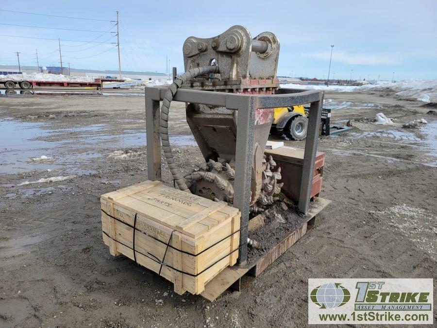 EXCAVATOR ATTACHMENT, 2011 SIMEX DOUBLE DRUM ROTARY CUTTER, MODEL TF2000, PIN ON, WITH STORAGE SKID,