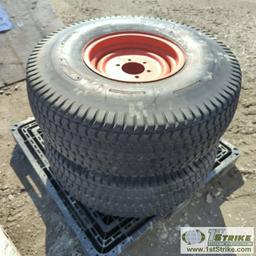 2 EACH. TRACTOR TIRES, BRIDGESTONE 13.6-16, L PLY, WITH WHEELS