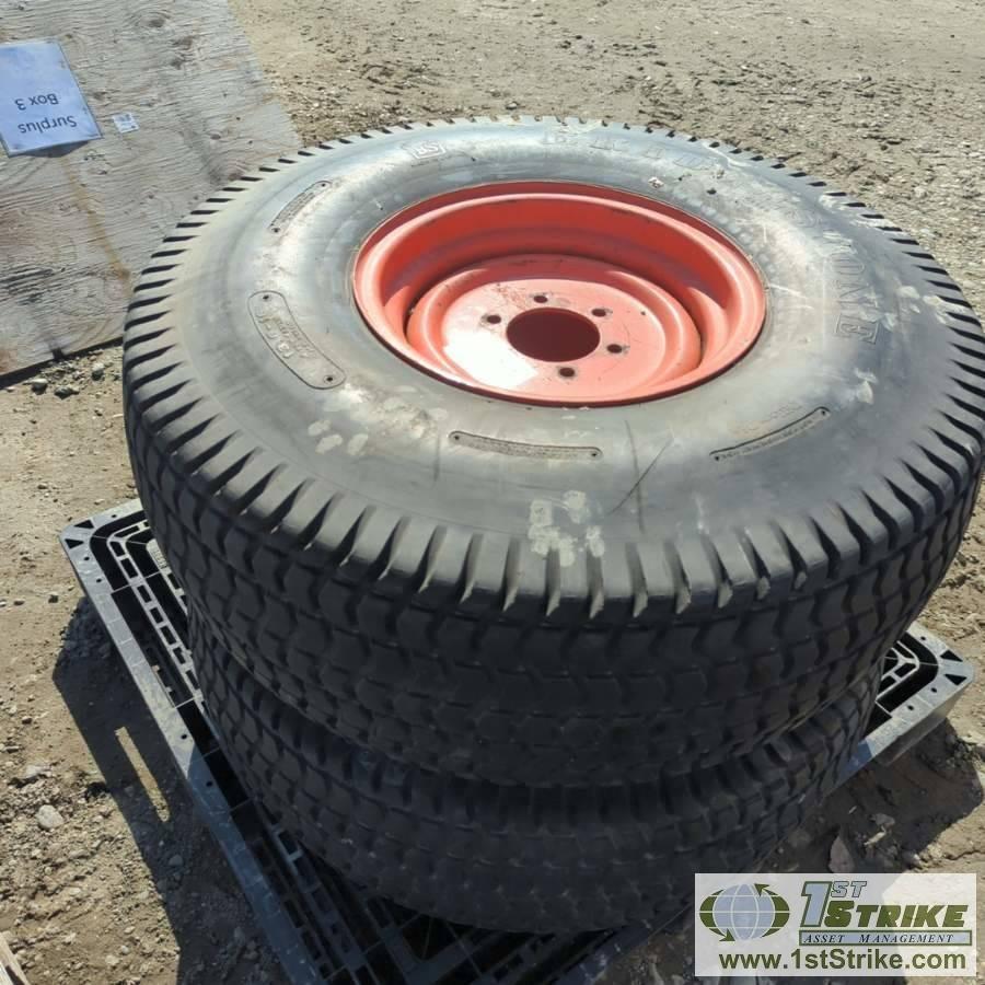2 EACH. TRACTOR TIRES, BRIDGESTONE 13.6-16, L PLY, WITH WHEELS