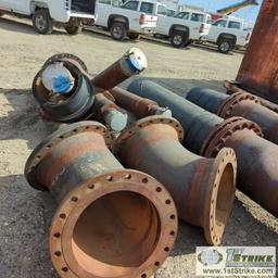 1 ASSORTMENT. PIPE FITTINGS, INCLUDING: 1EA MANIFOLD, APPROX 20IN TO 6IN OUTLETS, 8IN AND 6IN, 2EA 2