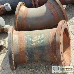 1 ASSORTMENT. PIPE FITTINGS, INCLUDING: 1EA MANIFOLD, APPROX 20IN TO 6IN OUTLETS, 8IN AND 6IN, 2EA 2