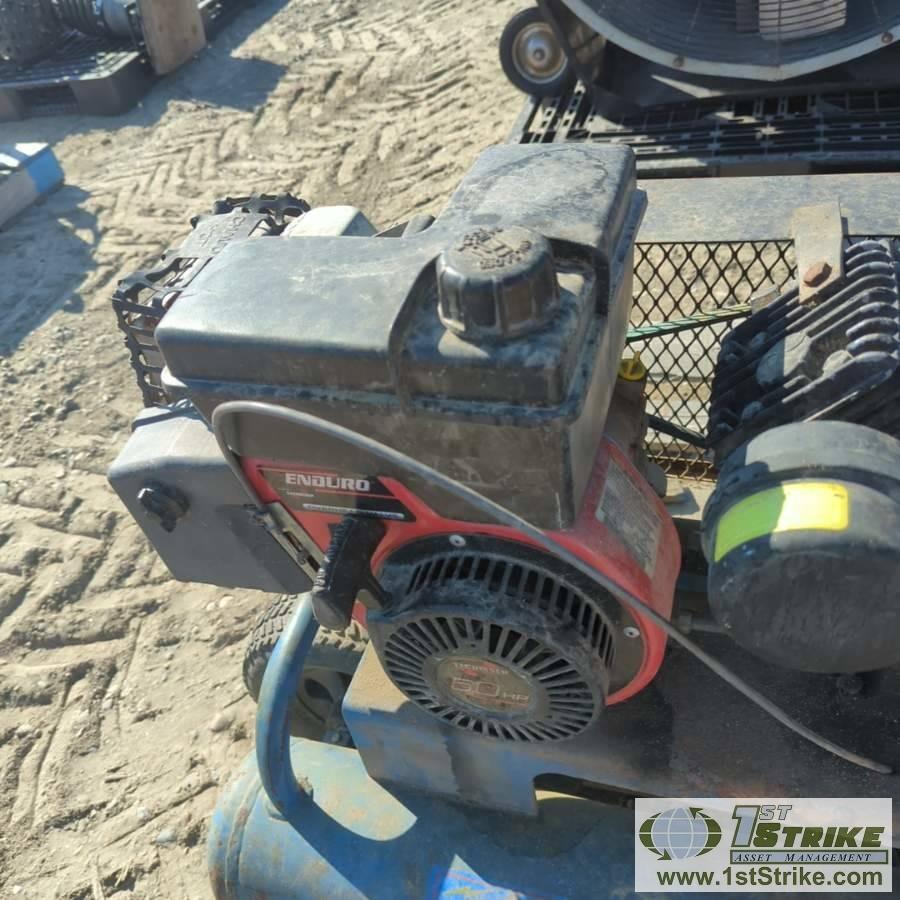 AIR COMPRESSOR, POWR-QUIP, GAS ENGINE, TWIN CYLINDER TANK