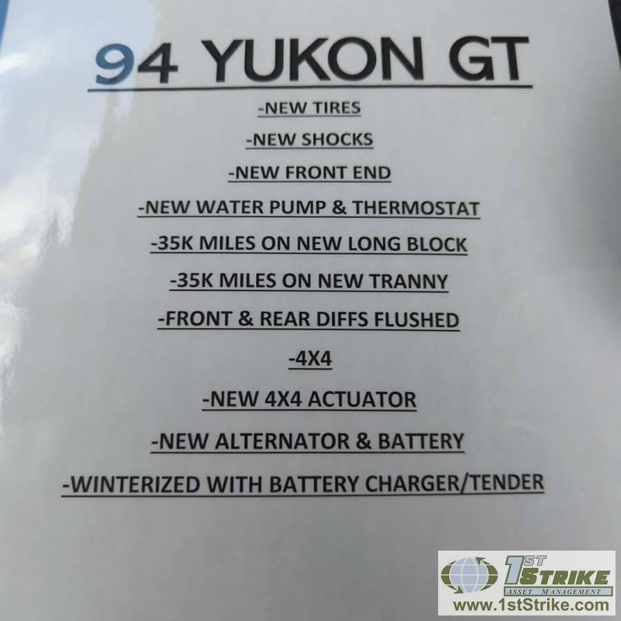 1994 GMC YUKON GT, 5.7L GAS, 4X4, 2-DOOR