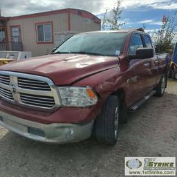 2014 RAM 1500 SLT, 5.7L HEMI, 4X4, CREW CAB, SHORT BED. RECONSTRUCTED TITLE