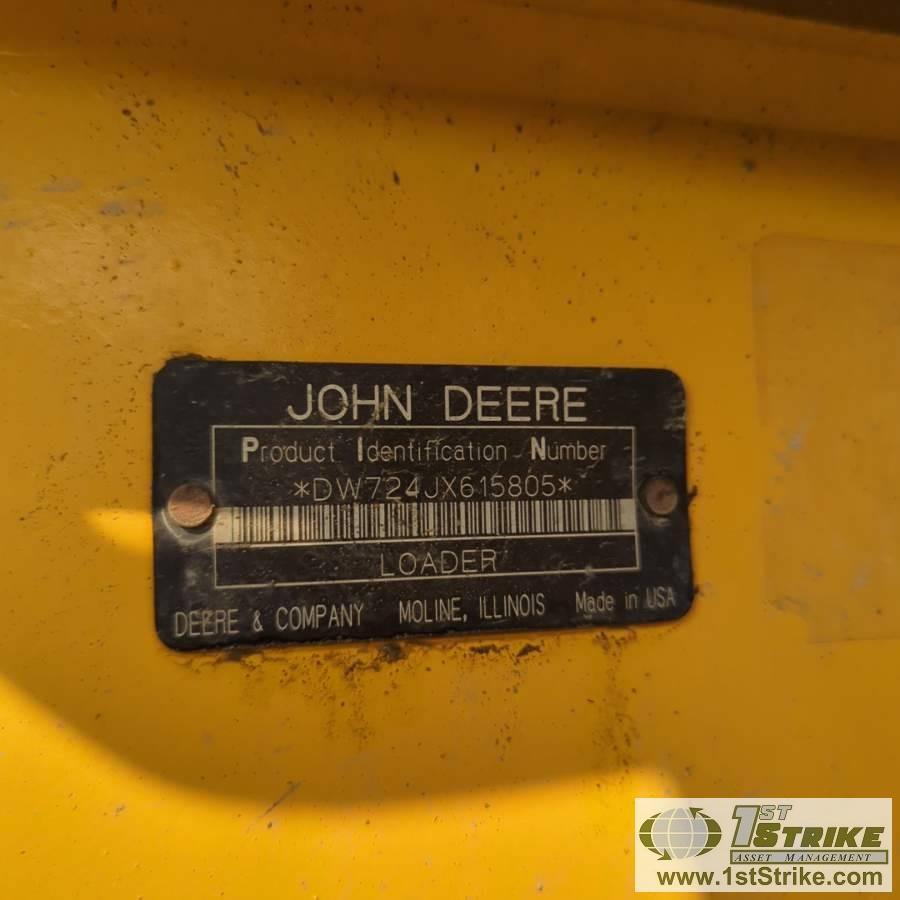 LOADER, 2007 JOHN DEERE 724J, EROPS,  QUICK ATTACH, W/8FT FORKS, 9FT GP BUCKET