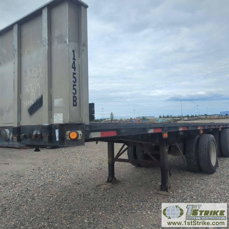 SEMI TRAILER TANDEM SET, 1995 GREAT DANE FLATBED B-TRAIN, INCL: 1EA, FRONT 49FT X 91IN FLAT DECK, TR