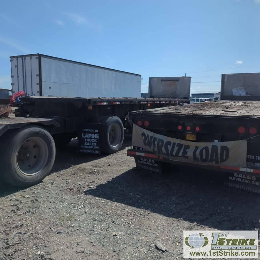 SEMI TRAILER TANDEM SET, 1995 GREAT DANE FLATBED B-TRAIN, INCL: 1EA, FRONT 49FT X 91IN FLAT DECK, TR