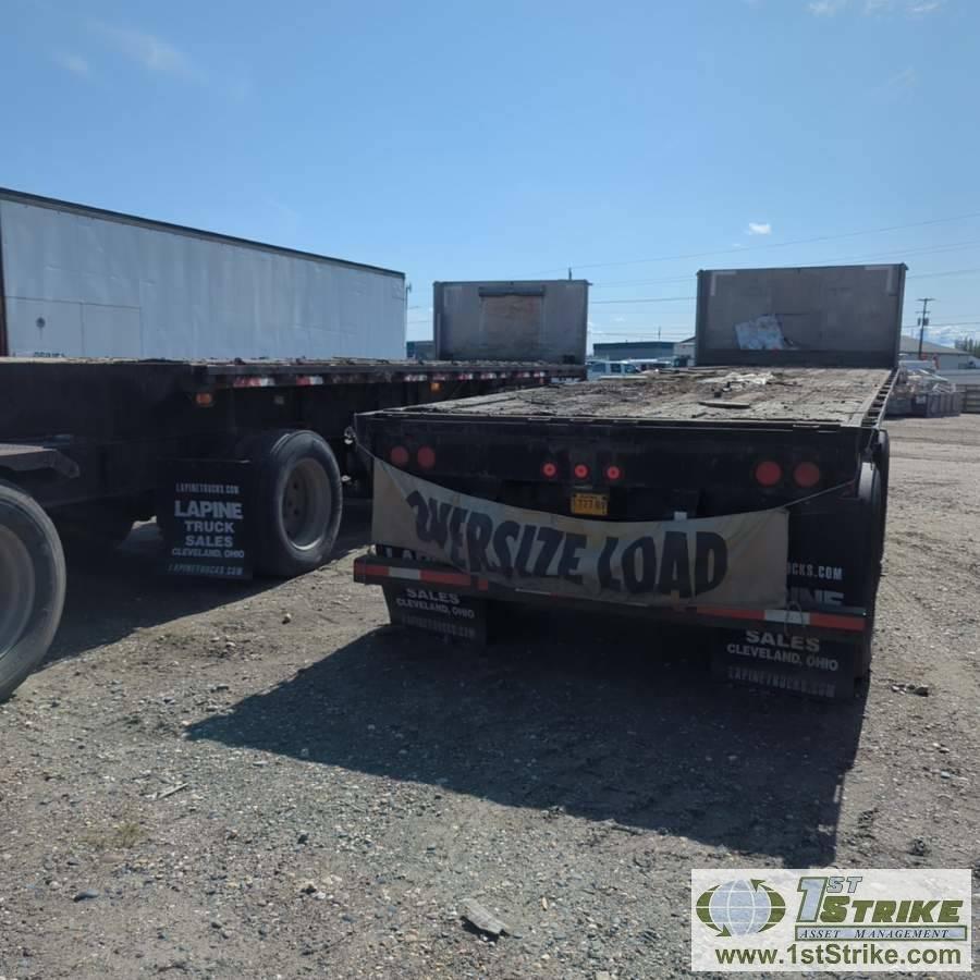 SEMI TRAILER TANDEM SET, 1995 GREAT DANE FLATBED B-TRAIN, INCL: 1EA, FRONT 49FT X 91IN FLAT DECK, TR